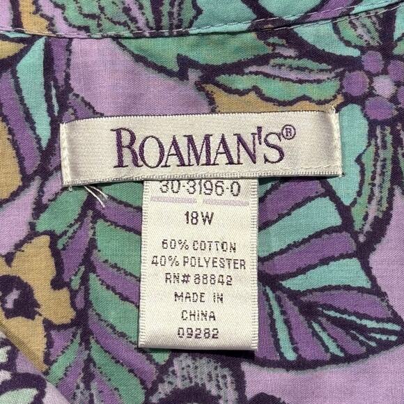 Roamans Vintage Top Floral Cottage Academia Retro Boho Fairy Button Purple 18W - Picture 2 of 3
